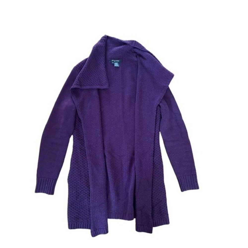 Etcetera Purple Cardigan Open Knit Size Medium - Picture 2 of 4